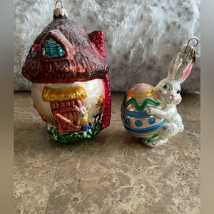 Christopher Radko Shroom with A View Bunny House & Easter Bunny